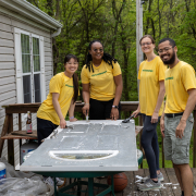 Approximately 50 ForColumbia volunteers served at the City of Refuge Shalom Center, a property gifted to this non-profit in 2024. The property includes a home used for transitional housing for refugees. These volunteers scraped and repainted the front door of the home, and installed an awning. Approximately 50 ForColumbia volunteers served at the City of Refuge Shalom Center, a property gifted to this non-profit in 2024. The property includes a home used for transitional housing for refugees. These volunteers scraped and repainted the front door of the home, and installed an awning.
